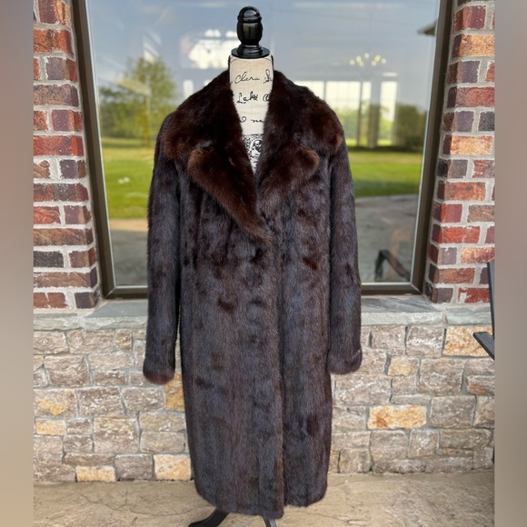 Jackets & Blazers - Vintage Mahogany Mink Fur Over Coat Real Fur Coat Brown